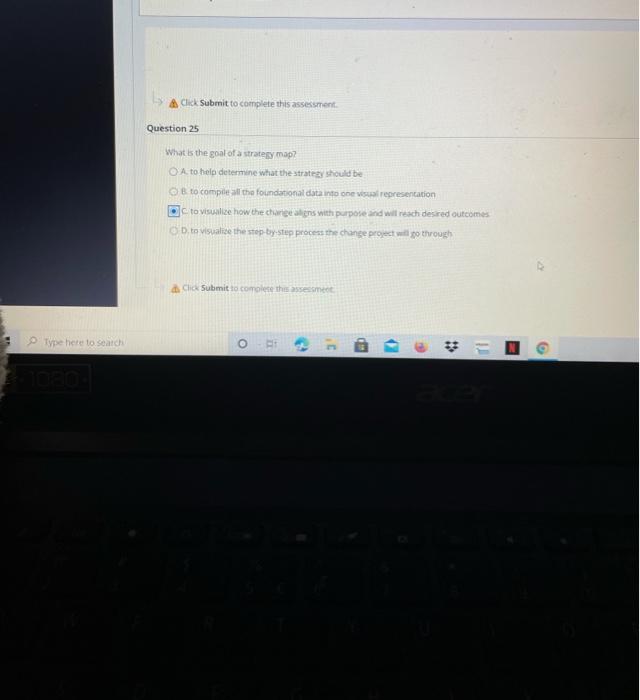 Click Submit to complete this assessment Question