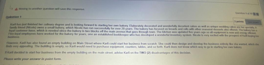 Moving to another question will save this