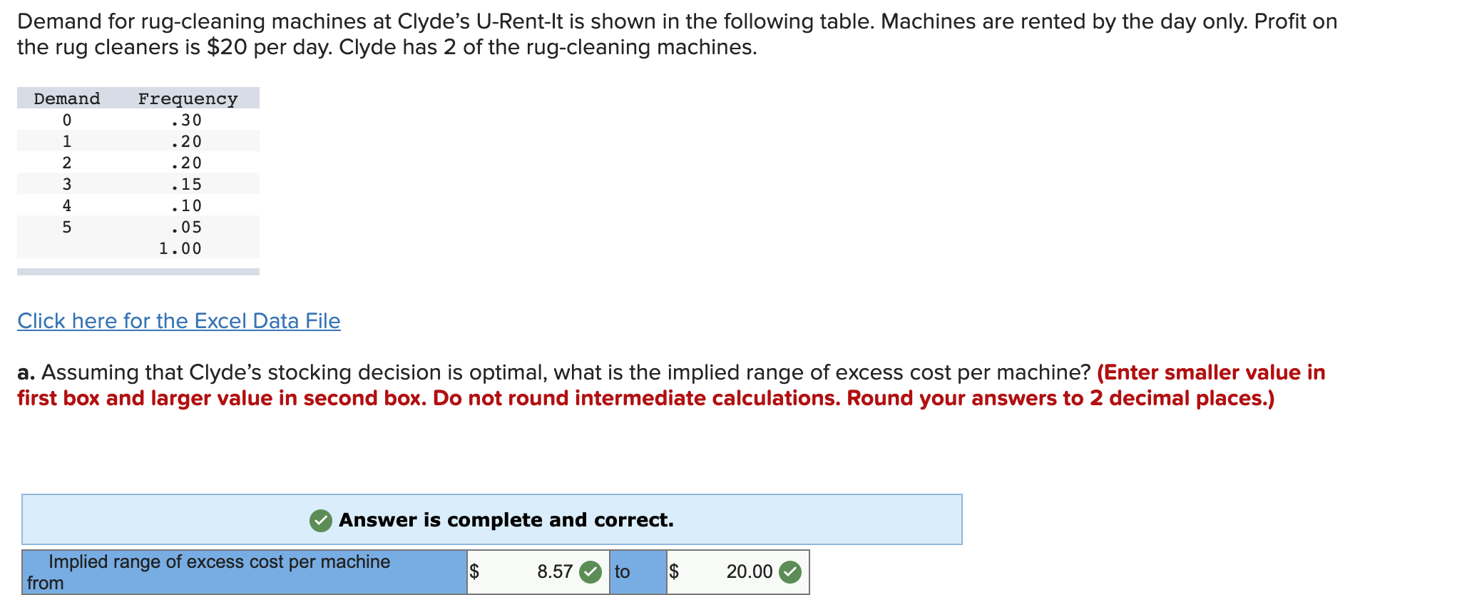 Demand for rug-cleaning machines at Clyde's