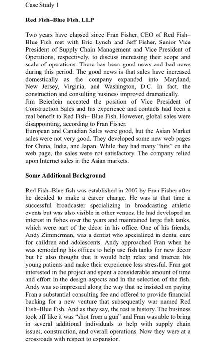 Case Study 1 Red Fish-Blue Fish, LLP Two years