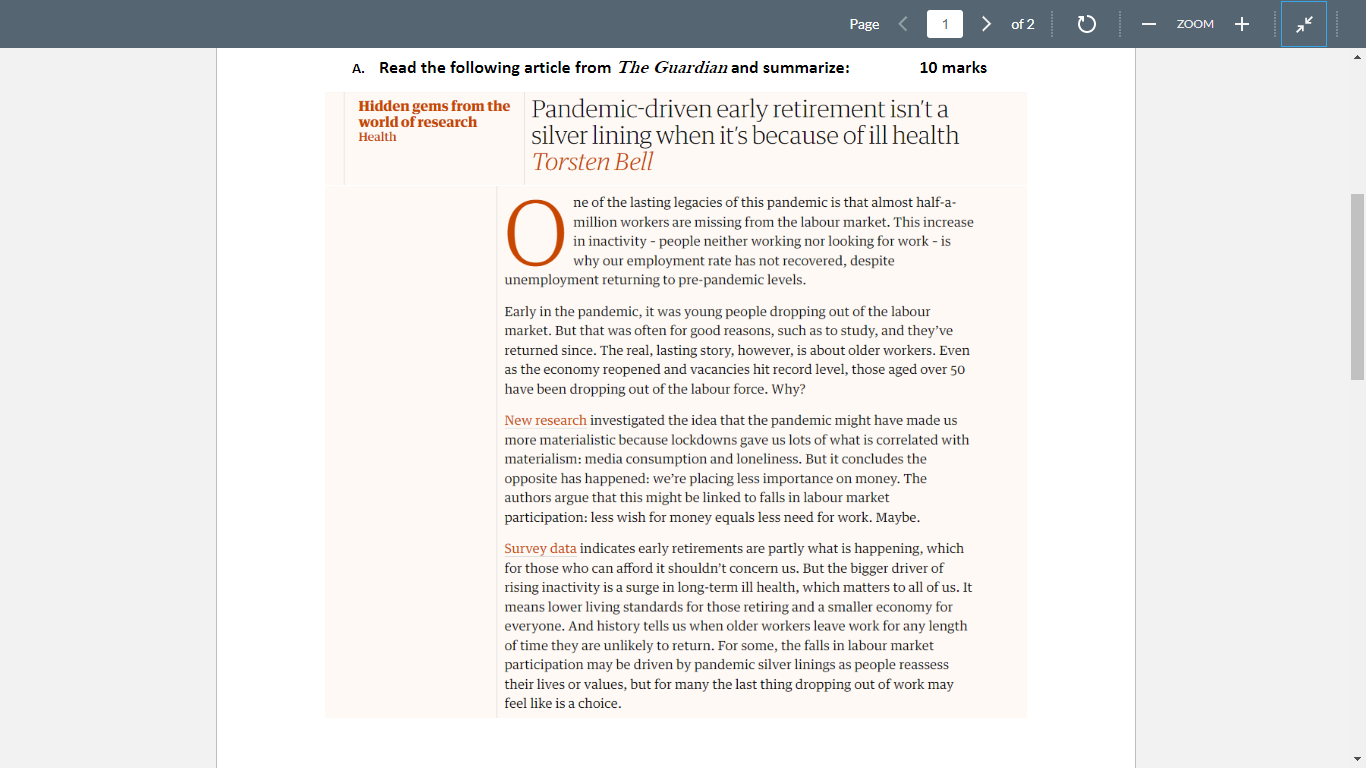 Read the following article from The Guardian and