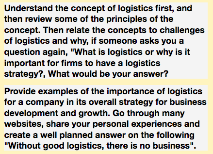 Understand the concept of logistics first, and
