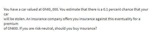 You have a car valued at Gh60,000. You estimate