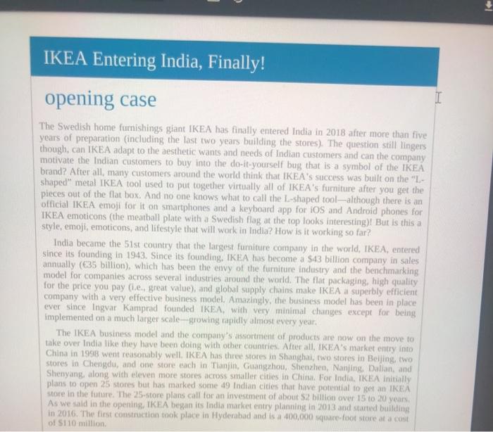 please answer the three discussion questions IKEA