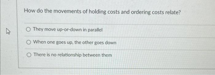 How do the movements of holding costs and
