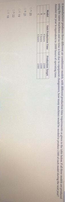 A manufacturer produces three different air