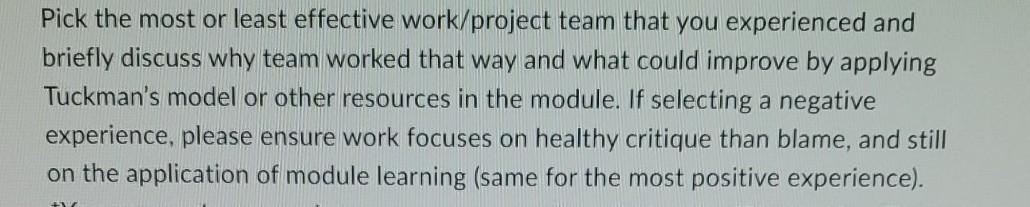 discussion experience Pick the most or least