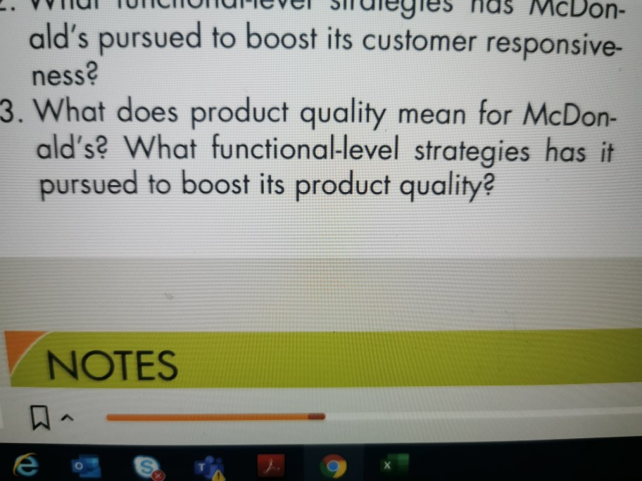 What does product quality mean for McDonalds?
