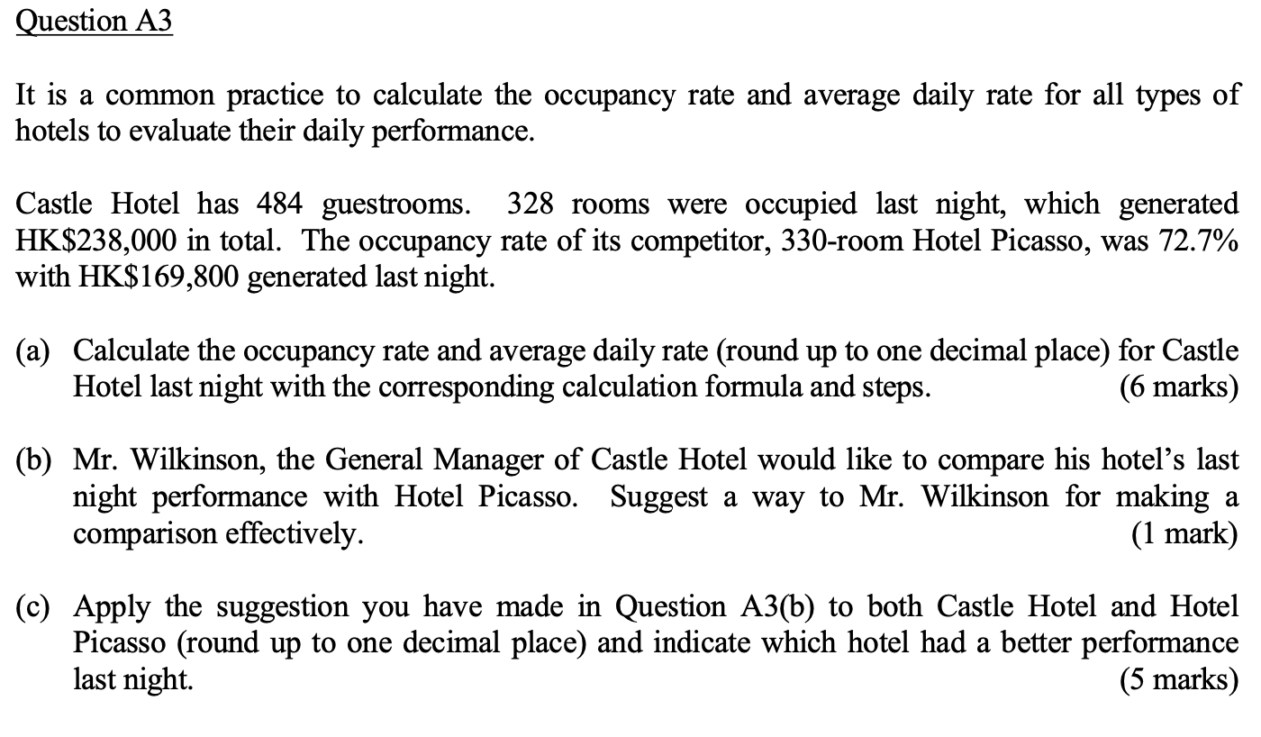 Question A3 It is a common practice to calculate