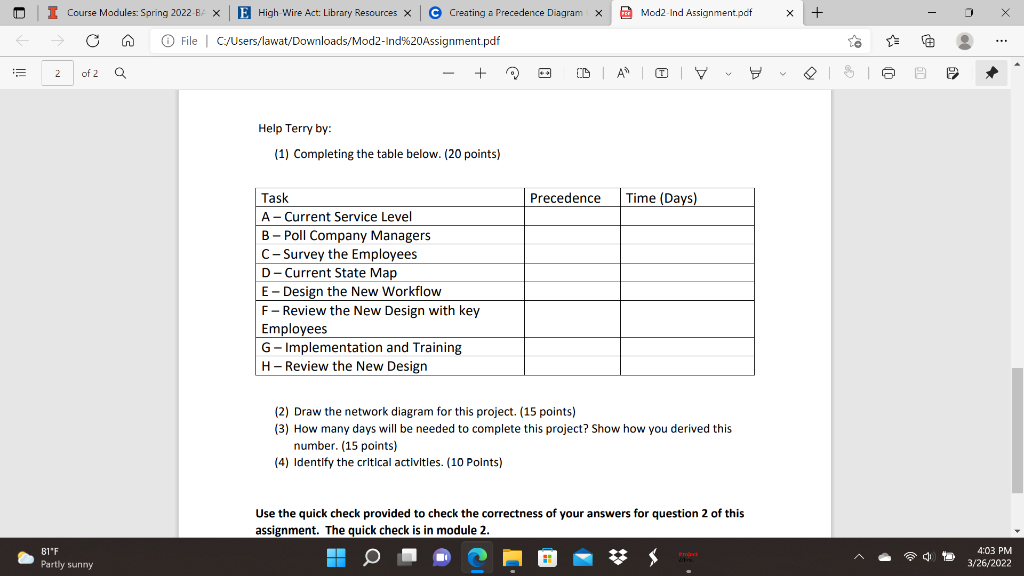 PRE Mod2 Ind Assignment.pdf X + Course Modules: