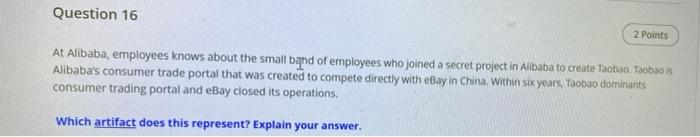 short answer pls realy quick Question 16 2 Points