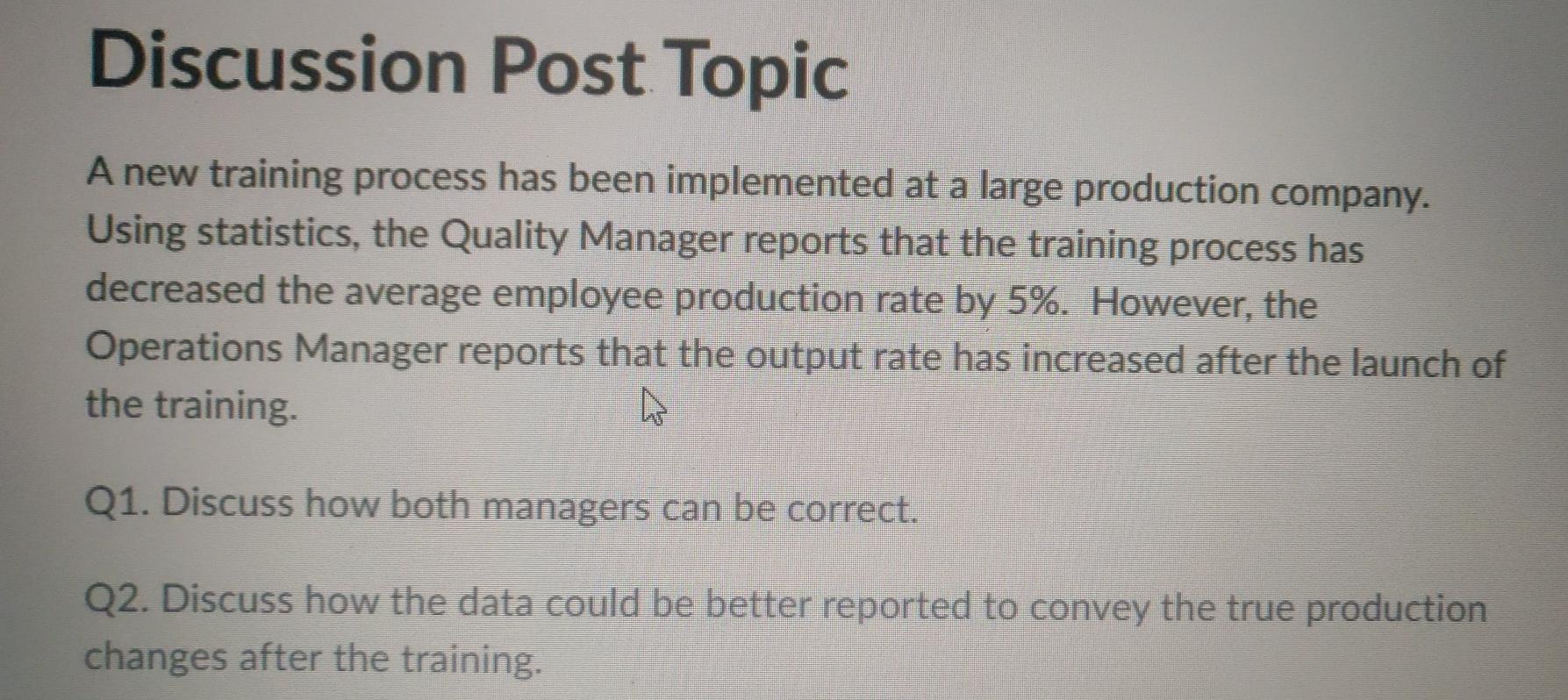 Discussion Post Topic A new training process has