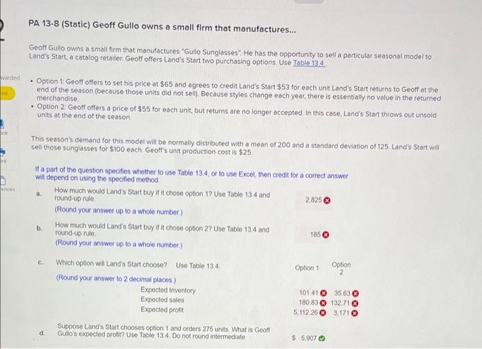 Please correct the ones i got wrong PA 13-7