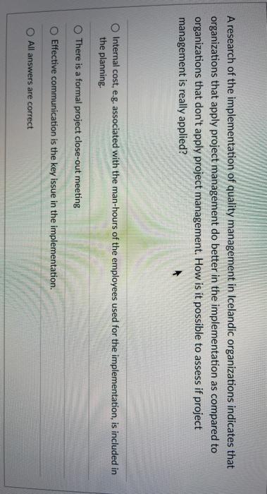 A research of the implementation of quality