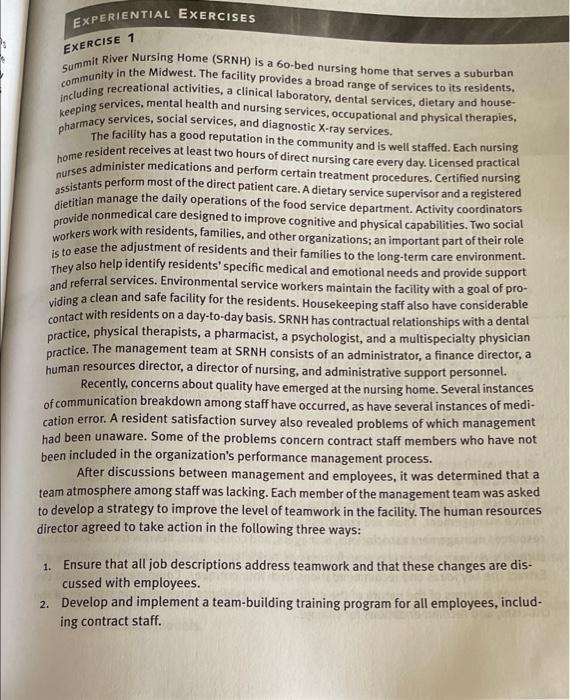 EXPERIENTIAL EXERCISES EXERCISE 1 Summit River