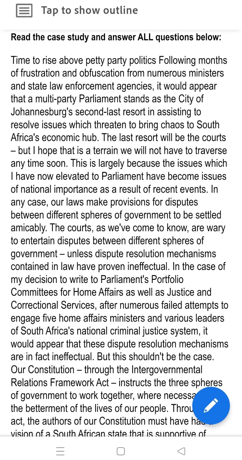 Tap to show outline Read the case study and