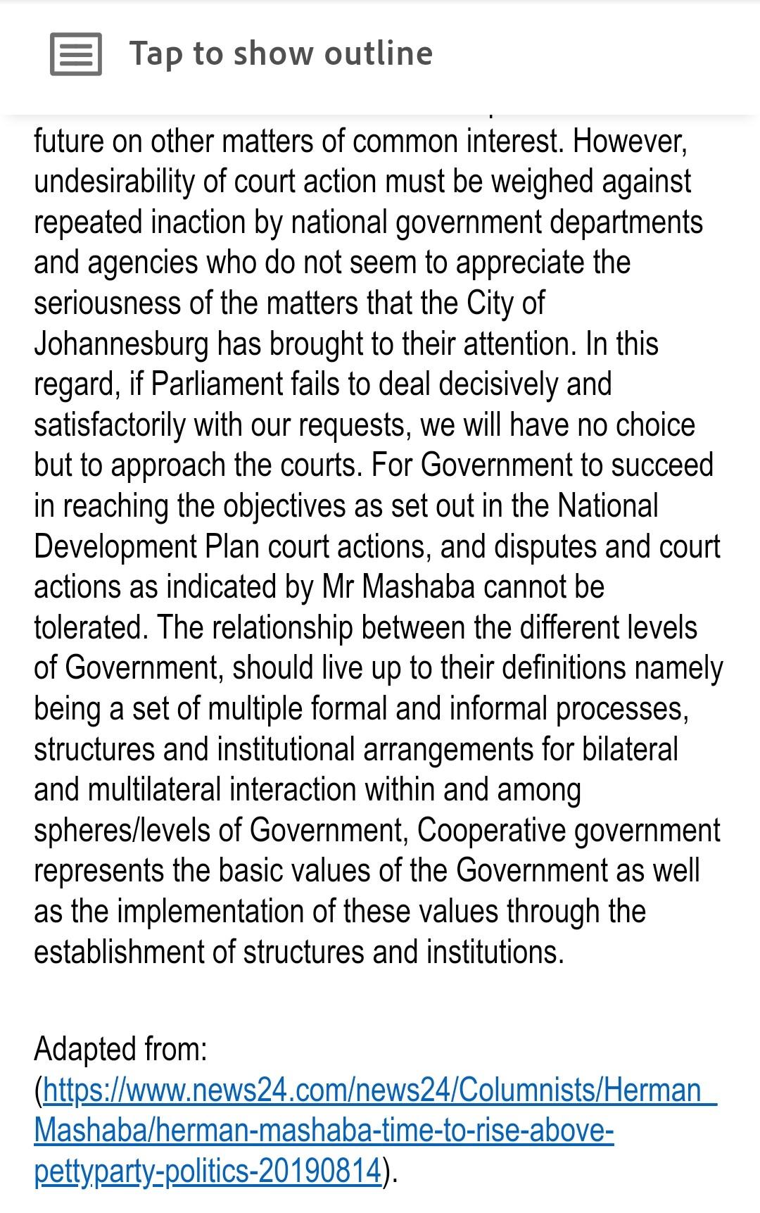 Tap to show outline Read the case study and