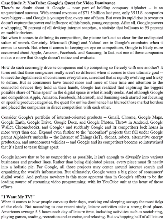 Case Study 2: YouTube: Google's Quest for Video