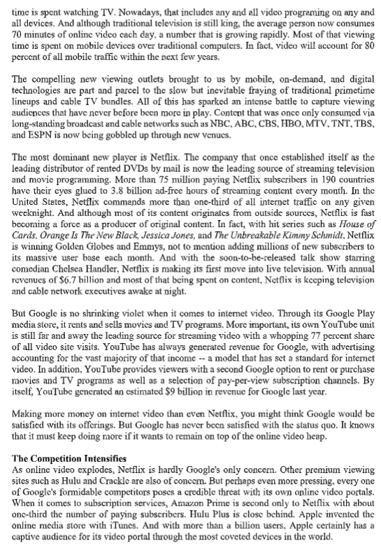 Case Study 2: YouTube: Google's Quest for Video