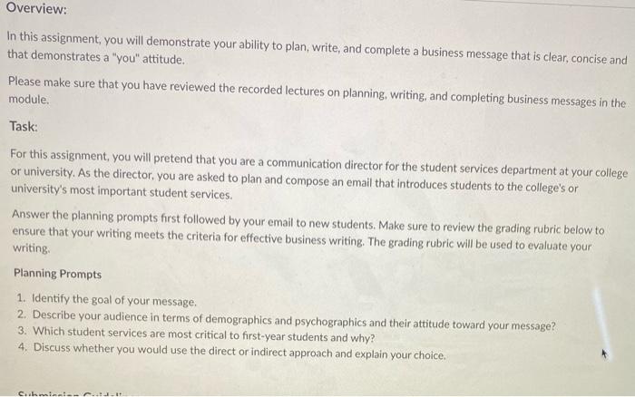 Overview: In this assignment, you will