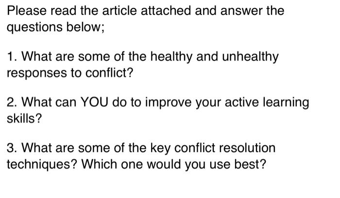 Please read the article attached and answer the