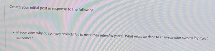 Create your initial post in response to the