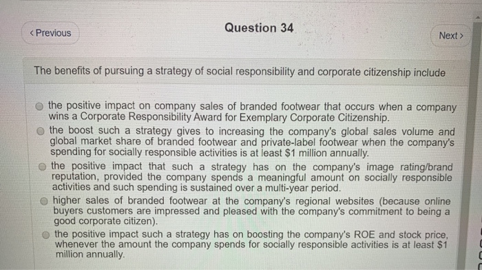 Question 32 Previous Next > A strategy to be a