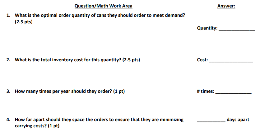 If you could show the work/math that would be