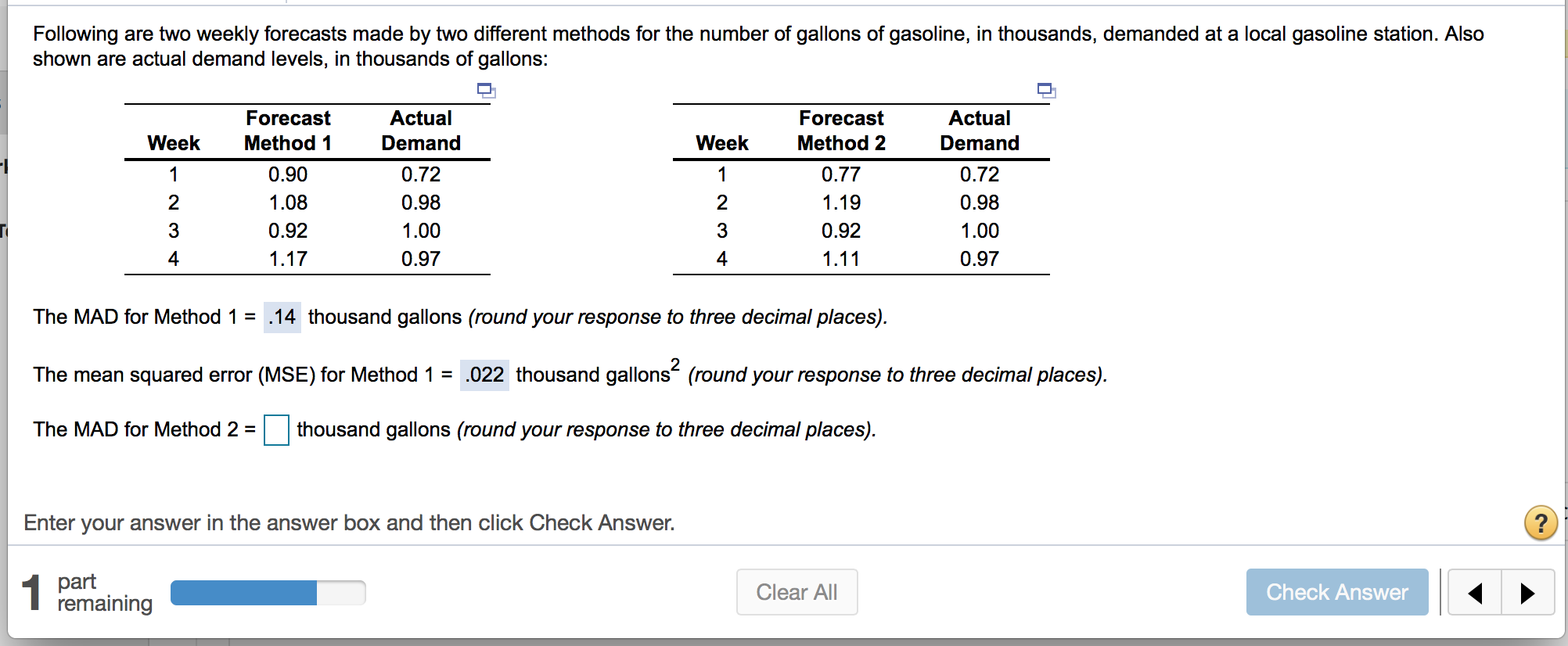 Following are two weekly forecasts made by two