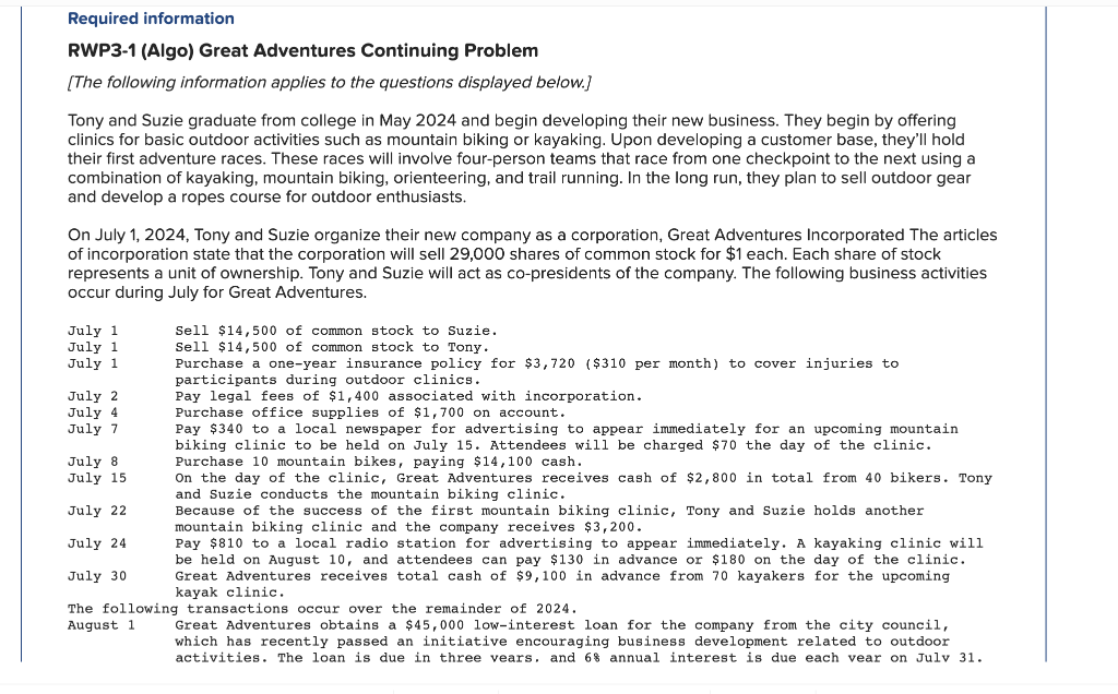 RWP3-1 (Algo) Great Adventures Continuing Problem