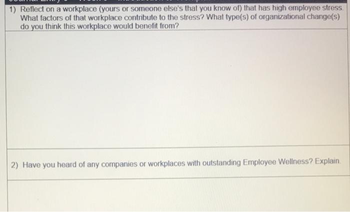 1) Reflect on a workplace (yours or someone