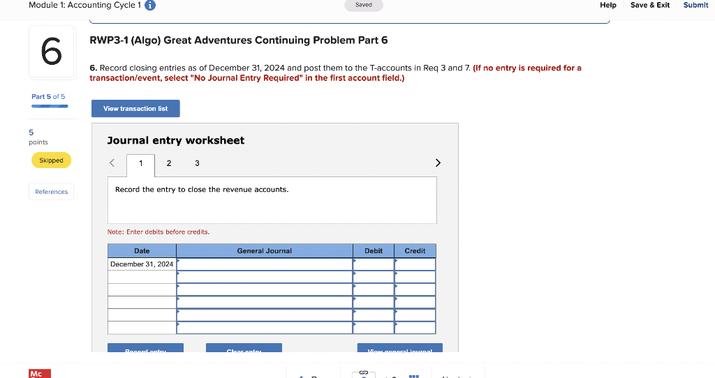 RWP3-1 (Algo) Great Adventures Continuing Problem