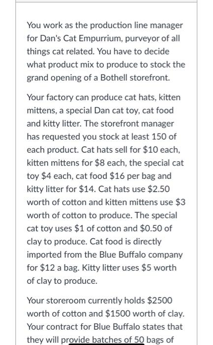 please solve using excel You work as the