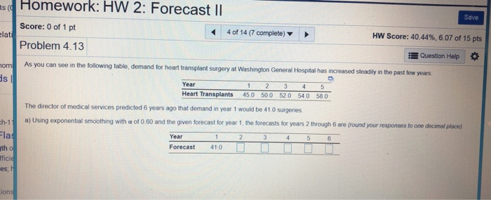 as ( Homework: HW 2: Forecast II Save Score: 0 of