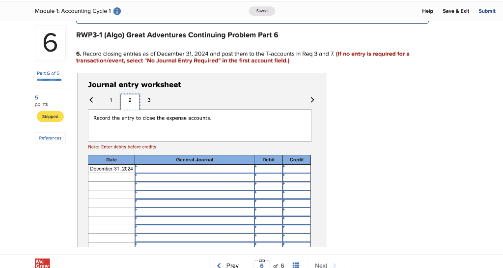 RWP3-1 (Algo) Great Adventures Continuing Problem