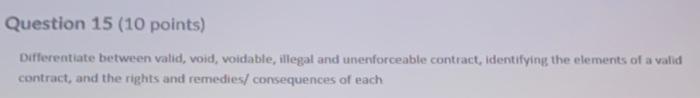 Question 15 (10 points) Differentiate between