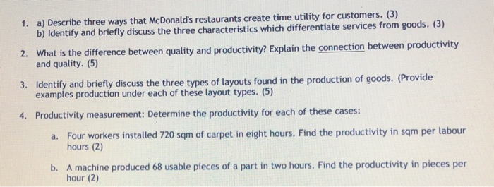 1. a) Describe three ways that McDonald's