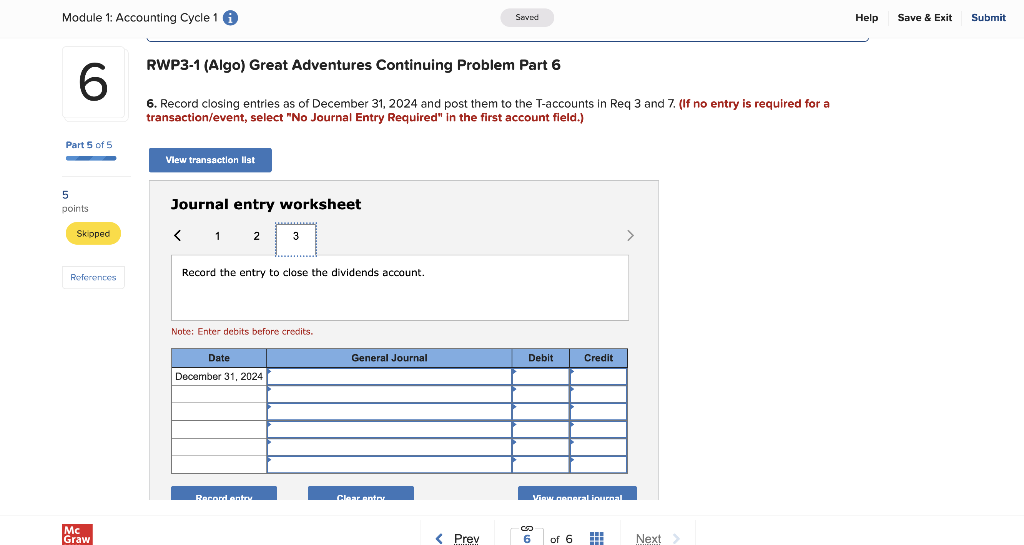 RWP3-1 (Algo) Great Adventures Continuing Problem