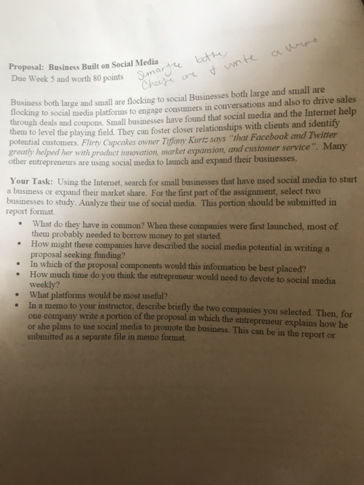 a mano a Proposal: Business Built on Social Media