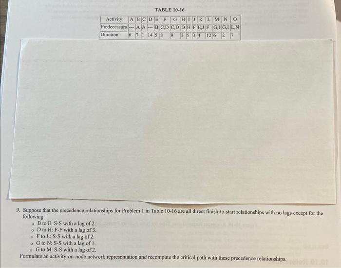 please show all work clearly TABLE 10-16 9.