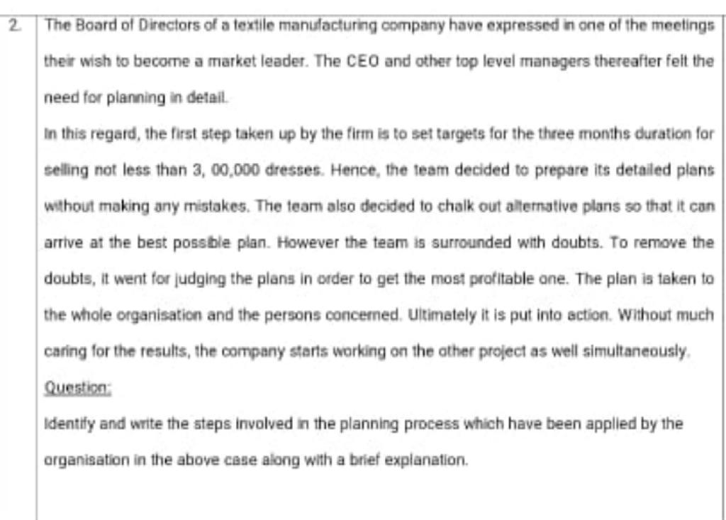 2 The Board of Directors of a textile