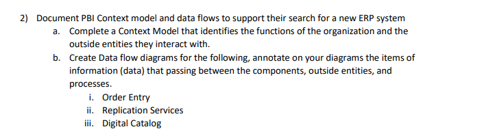 2) Document PBI Context model and data flows to