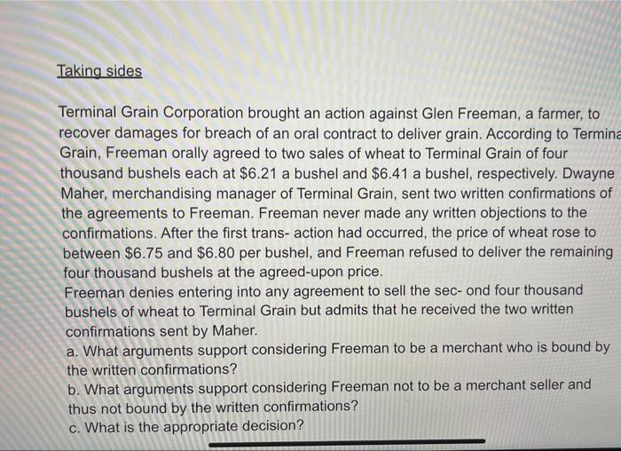 Terminal Grain Corporation brought an action