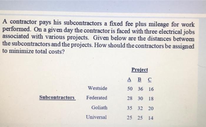 solve using lingo please A contractor pays his