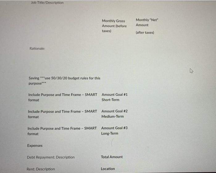 Create your budget! Use the attached template to