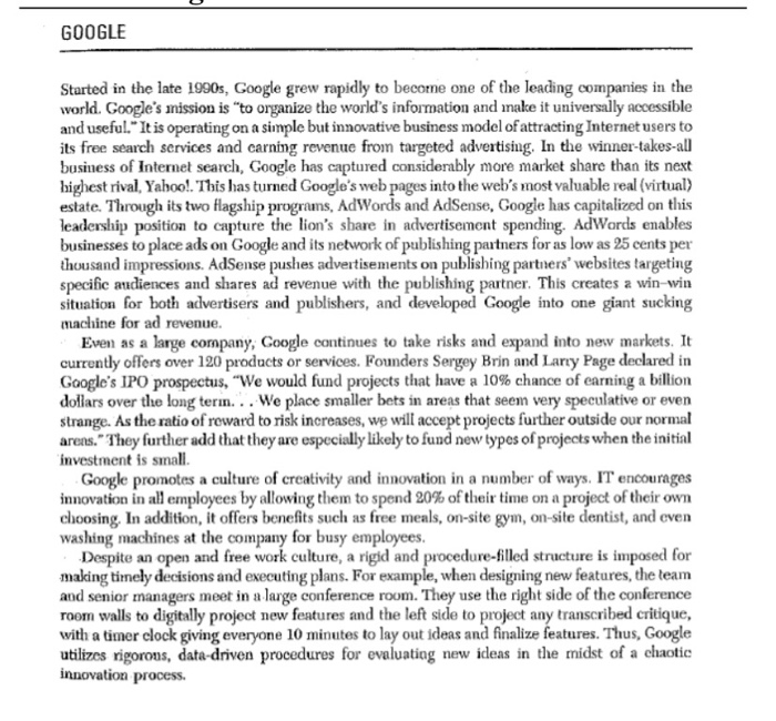 read this study case and answer the following