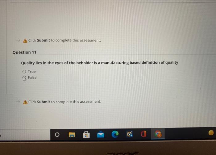 A Click Submit to complete this assessment