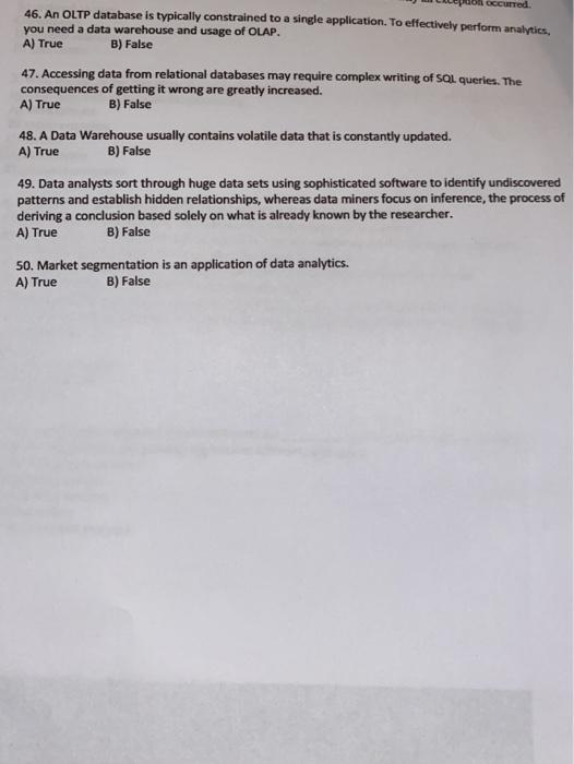 GCC Ted 46. An OLTP database is typically
