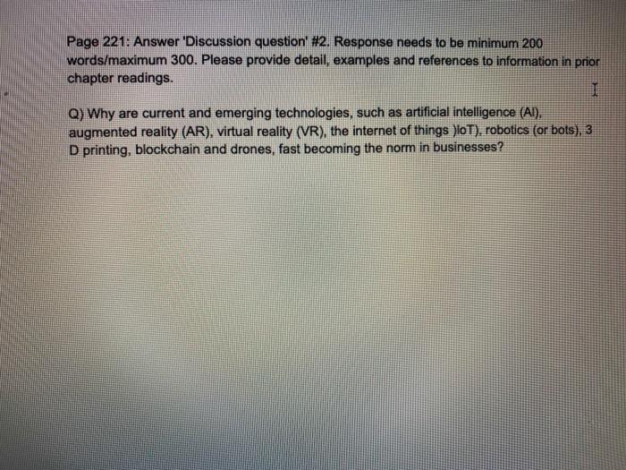 Page 221: Answer 'Discussion question' #2.