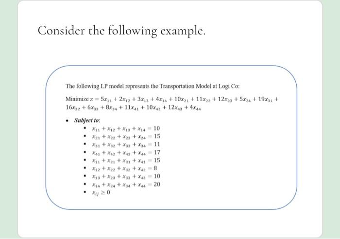 Consider the following example. The following LP